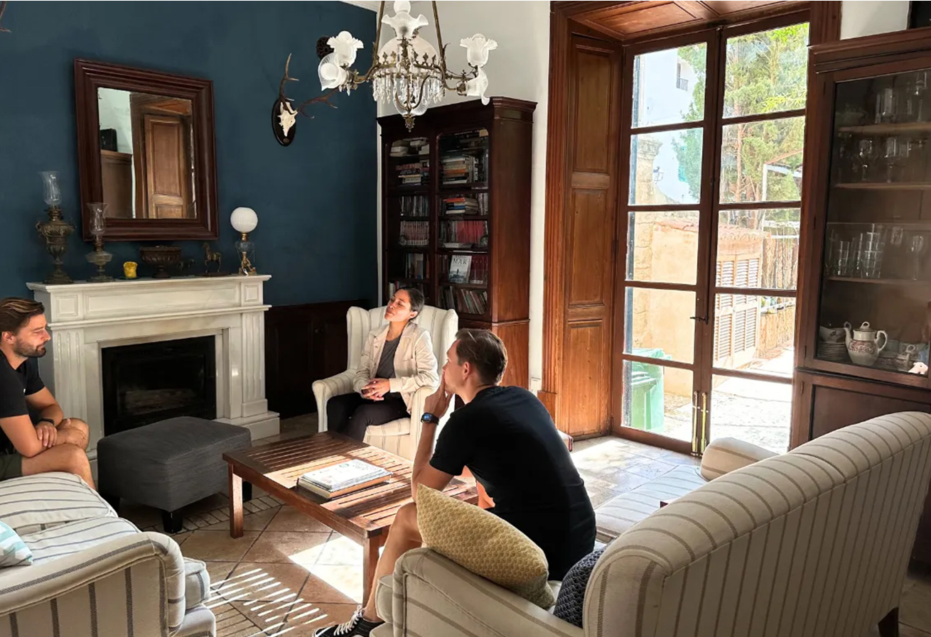 Warm interior lounge space