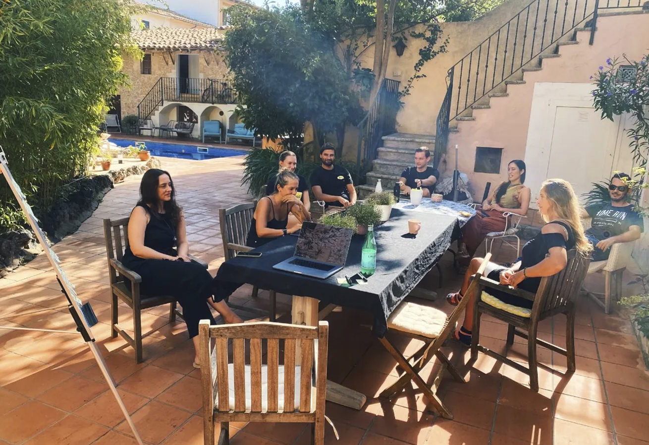 Sunlit villa courtyard